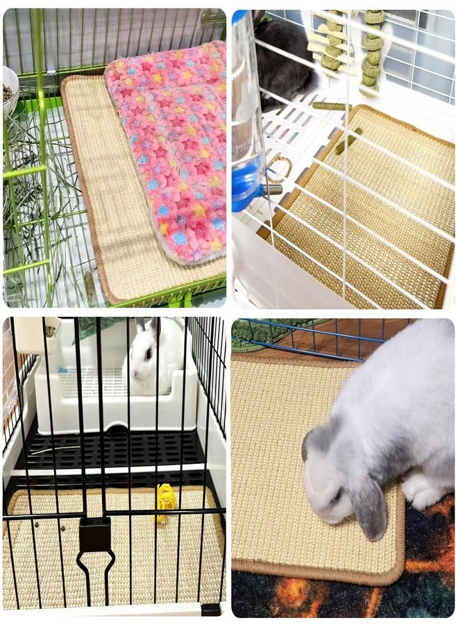 Mooydee Rabbit Scratching Pad, 16 x 12 Inch Natural Sisal Bunny Scratch Mat Scratcher Mats Claws and Teeth Care for Biting Sleeping Nesting Small Animal Bedding Bed Play Toy (Beige+Brown, 1Pc) - Image 5